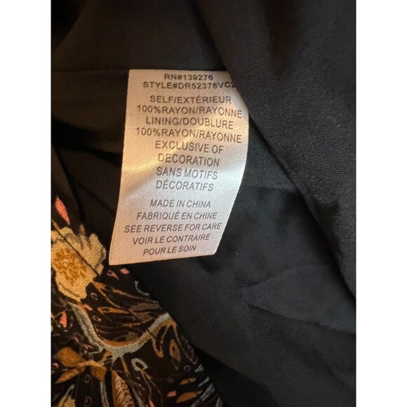 DR2 By Daniel Rainn Floral Long Sleeve Black A-Line Dress Womens M High Low NWT - Picture 3 of 4